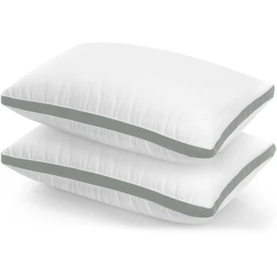Image of Utopia Bedding Pillows 2 Pack Standard Size, (Grey) Hotel Quality Pillows, Brushed Fabric, Bed Pillow for Back, Stomach or Side Sleepers 20 x 30 inch / 50 75 cm