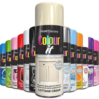 Image of AlezyB 1x Cottage Cream All Purpose Spray Paint 400ml Professional Quality and Fantastic Finish, Interior, Exterior, Household Multipurpose for Metal Plastic Wood Glass