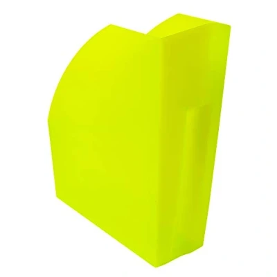 Image of Exacompta Ref 18081D Magazine File 292 x 110 320mm in Size, Suitable for A4+ Documents, Stable, Large Storage Capacity, Conical Shape Handling Lime Green