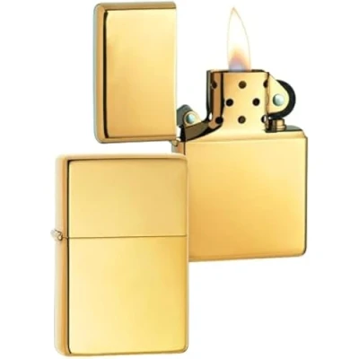 Image of Zippo Vintage Polish Brass Without slashes, Base Model Windproof Lighter, refillable, in Gift Box, One Size