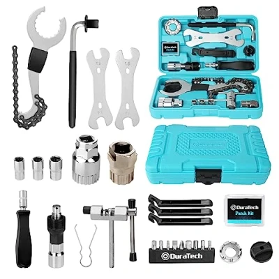 Image of DURATECH 31 Piece Bicycle Repair Set, kit with Tool Box, Bike Kit, Home Multi Purpose Suitable for Tire Chain Repairs, Routine Repair, DIY