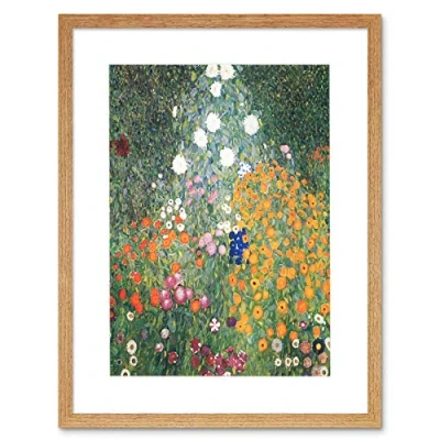 Image of Wee Blue Coo Klimt Flower Garden 1907 Artwork Framed Wall Art Print 12X16 Inch