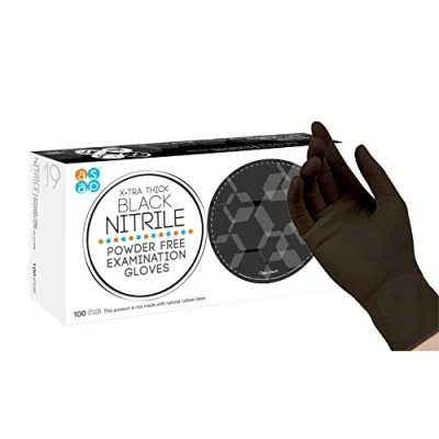 Image of ASAP Black Nitrile Powder Free Examination Gloves, Disposable, 4 mil, (Medium Box of 100)