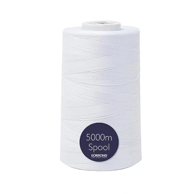 Image of Korbond Overlocking Sewing Thread 5000m Polyester Coated White Sewing, Stitching and Quilting Overlocker