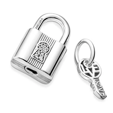 Image of Pandora Silver Padlock &amp; Key Charm