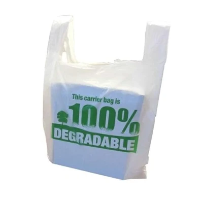 Image of Eco Friendly Plastic Bags White Vest Carrier 100% Degradable Jumbo Size 13 x 19 23&quot; Sterling Bargains (300)