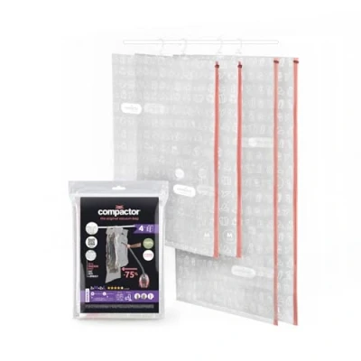 Image of Compactor Aspispace Set of 4 Vacuum Compression Bags Medium/Large Sizes, Transparent, Space Saving Storage Solution
