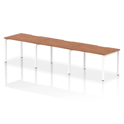 Image of Evolve Single White Frame Bench Desk 1200 Walnut (3 Pod) BE397