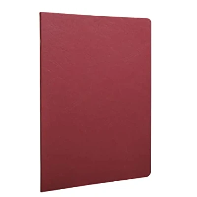 Image of Clairefontaine Ref 733062C Age Bag Staplebound Notebook (96 Pages) A4 Size, Lined Rulings, 90gsm Brushed Vellum Paper Red Leather Effect Cover