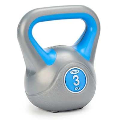 Image of York Fitness Vinyl Kettlebell, Blue, 3 kg