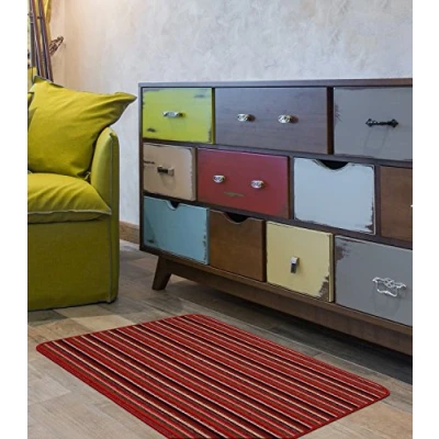Image of eXtreme MODERN MACHINE WASHABLE ANTI SLIP KITCHEN UTILITY HALL LONG RUNNER DOOR MAT RUG (Red, 80 x 50cm)