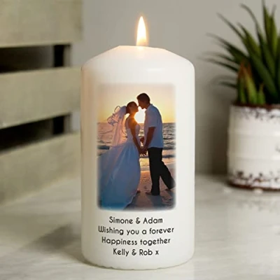 Image of Custom Personalised Photo Upload Pillar Candle Christmas, Wedding, Anniversary, Memorial, Valentine&#039;s Day, Mother&#039;s Day