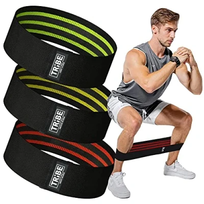 Image of Fabric Resistance Bands for Working Out Booty Women and Men Exercise Set Workout Legs (Black)