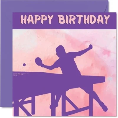Image of Sport Birthday Cards for Women Girls Table Tennis in Card Friend Sister Daughter Niece Teammate, 145mm x Athlete Greeting