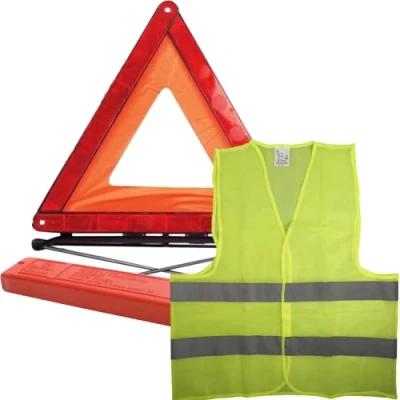 Image of Xtremeauto Warning Triangle &amp; High Vis Vest Road Safety Emergency Breakdown Essential Car Kit Reflective Car, Complies EU Standard ECE R27, French Driving