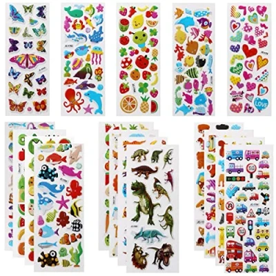 Image of Vicloon 3D Stickers for Kids Puffy 550+ Children 22 Variety Sheets Rewarding Gifts Scrapbooking Including Animals, Fish, Dinosaurs, Numbers, Fruits, Trucks, Butterfly and More