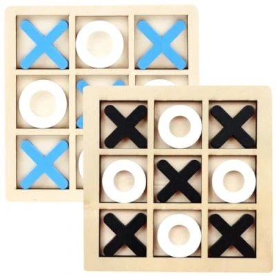 Image of Wooden Noughts and Crosses Game, XO Chess Board Game for Travel Games, Games