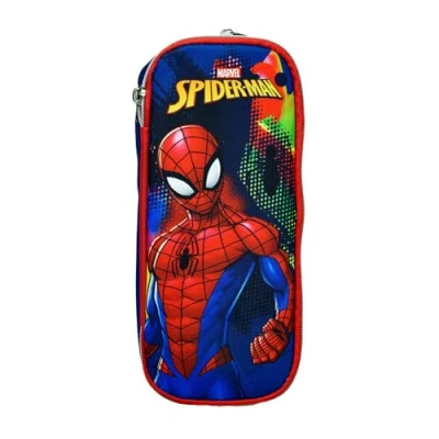Image of OM SUPPLIES Spiderman Iconic TV Cartoon Characters Pencil Case with 2 compartments for Kids Childrens Character Back to School Gift (Spiderman)