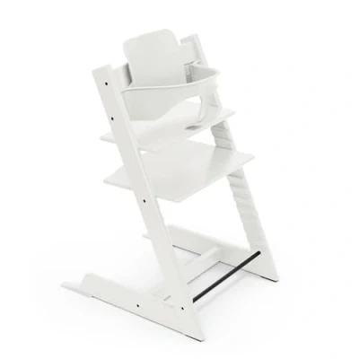 Image of Stokke Tripp Trapp High Chair, White Includes Chair + Baby Set2 for Children 6 36 Months Adjustable, Ergonomic &amp; Easy to Clean