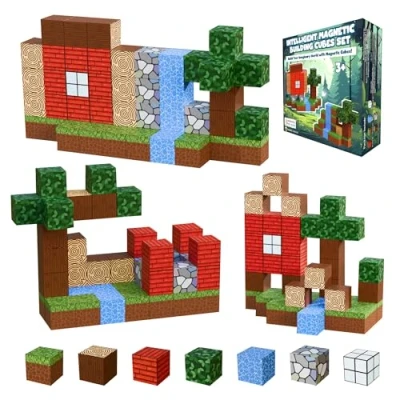 Image of Desire Deluxe Magnetic Building Blocks Montessori Construction Cubes for 3+ Years Toys, Educational Tiles Block Girls &amp; Boys Birthday Gift