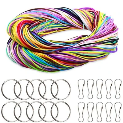 Image of Vascinate 200 Pieces Plastic Lacing Strings, DIY Handmade Craft Gimp Cord for Jewelry Making 20 Color with Snap Clip Hooks