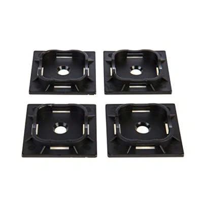 Image of 100 Pack of Black Cable Tie Bases 40mm x Premium Adhesive Fixing Mounts by Gocableties