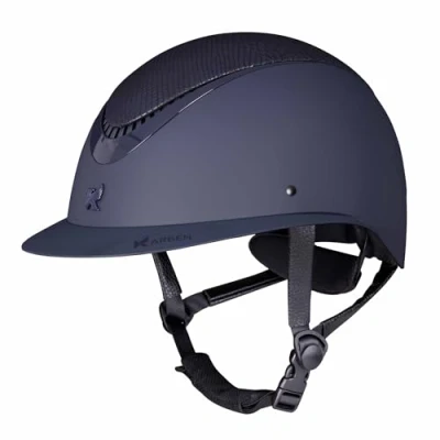 Image of Shires Karben Lorah Wide Peak Riding Hat Navy Blue 52 54cm