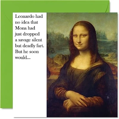 Image of Funny Birthday Cards for Women Men Thug Mona Happy Card Mum Dad Brother Sister Son Daughter Nan Grandad, 145mm x Joke Humour Banter Bday Greeting