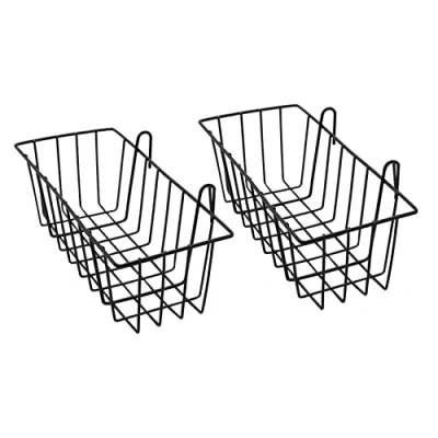 Image of Rouufgeg 2 Pack Wall Grid Panel Hanging Wire Basket,Grid Storage Basket,Wall Mount Baskets Display Shelves for Kitchen,Home
