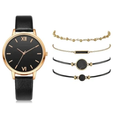 Image of Ziyan Quartz Wrist Watches for Women, Bracelet Set Women&#039;s Watches, Watch Set, Gift, Black+Bracelet, casual