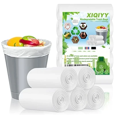 Image of Bin Bags Small 5 Liter White Liner 120 Counts Mini Bathroom Waste Bags, Sturdy Anti Drip Pedal Garbage Bag for Bedroom, Office, Toilet, Kitchen, Fits 3, 4, L Rectangle/Circular Rubbish