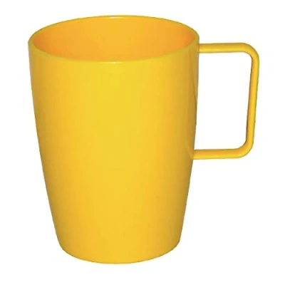 Image of Olympia Kristallon Polycarbonate Plastic Handled Beakers Set 284 ml (Pack of 12), Yellow, Unbreakable &amp; Shatterproof, Picnic Cups, Cold Hot Drinks up to 100C, Dishwasher Safe, CE286