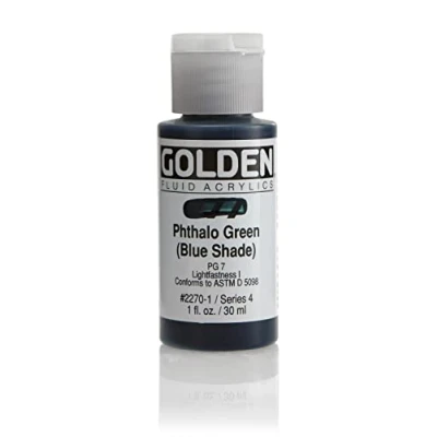 Image of Pro Art Golden Fluid Acrylic Paint 1 oz Phthalo Green Blue Shade