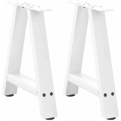 Image of vidaXL Coffee Table Legs A Shaped White Steel 50x43 cm Adjustable Foot Levelers Customizable Durable Design for Living &amp; Dining Room
