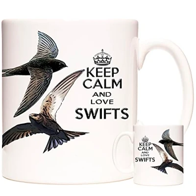 Image of KAZMUGZ Swift Bird Mug, Keep Calm and Love Swifts. Exclusive to Ceramic Gift Mug. Excellent Birthday Gift. British Mug