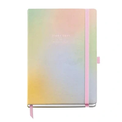 Image of Miquelrius 2025 Diary, Yearly Agenda 155 x 213 mm, Day Page Agenda, Laminated Cardboard Cover, Spiral, Elastic Closure, Paper 80 g/m², Spanish, English and Portuguese, Aurora