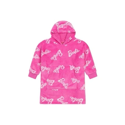Image of Barbie Girls Fully Lined Luxury Pink Fleece Hoodie, Oversized Kids Blanket Hoody (3 6 Years)
