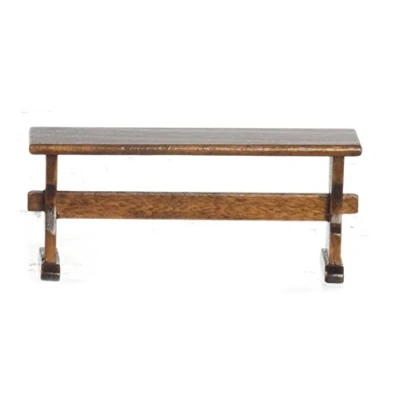 Image of Melody Jane Dolls House Kitchen Dining Room Walnut Nook Trestle Bench Seat