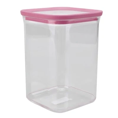 Image of VFM Square Food Container 1L Airtight Storage Plastic Sqaure Leakproof Stackable Reusable Meal Prep Lunch Box 10.2 x 15.2cm Pink