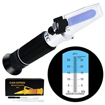 Image of 0 28% Salinity Refractometer ATC Salt Water Brine 280 PPT of NaCl, 0.2% Division Measuring Sodium Chloride in Food Seawater Soy Sauce