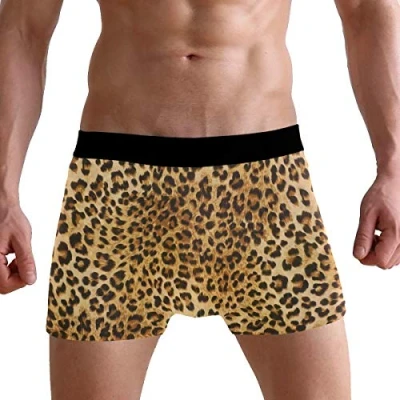Image of PUXUQU Mens Boxers Shorts Tropical Animal Leopard Print Boxer Briefs Underwear for Men Boy