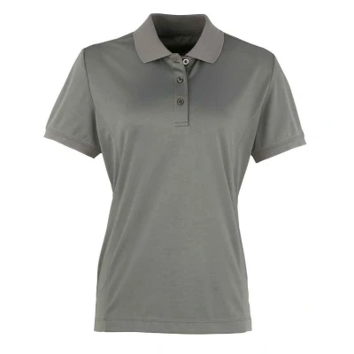 Image of Premier Womens/Ladies Coolchecker Pique Polo Shirt (Dark Grey) Size 10 UK