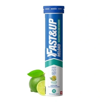 Image of Fast&amp;Up Reload Mojito Flavour 20 Effervescent Tablets Instant Electrolytes for Rapid Hydration &amp; Energy Added Vitamin C B12 Performance, Wellbeing, Travel Recovery Vegan