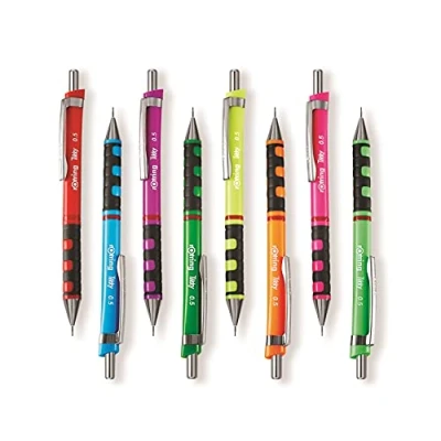 Image of rOtring Tikky Mechanical Pencils 0.5mm &amp; 0.7mm Set of 6 Assorted Barrel Colours Rubber Grip