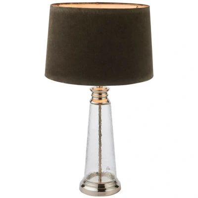 Image of Winslet Table Lamp Clear Hammered Glass, Grey Velvet Shade