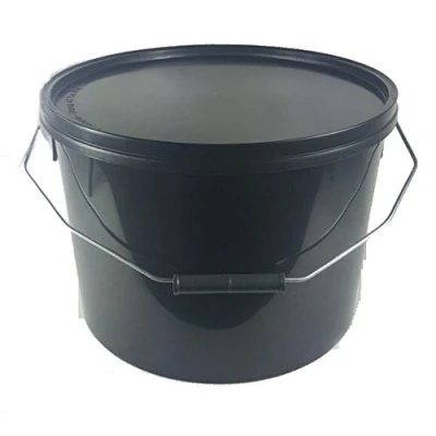 Image of 5 X 10 LITRE BLACK PLASTIC BUCKET WITH LID
