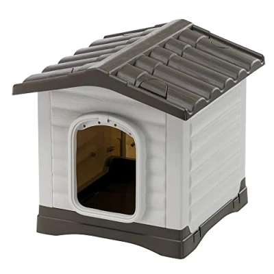Image of Ferplast Outdoor Kennel, Dog House DOGVILLA 50 in Resistant Thermoplastic Resin, Grey