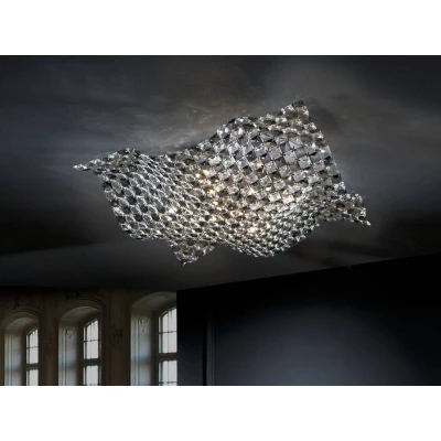 Image of Sat 5 Light Crystal Flush Ceiling Chrome, G9