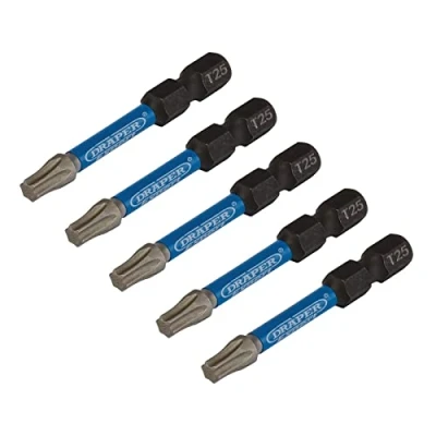 Image of Draper Expert TX STAR Impact Screwdriver Bits, T25 x 50mm, 1/4&quot; Hex (Pack of 5)