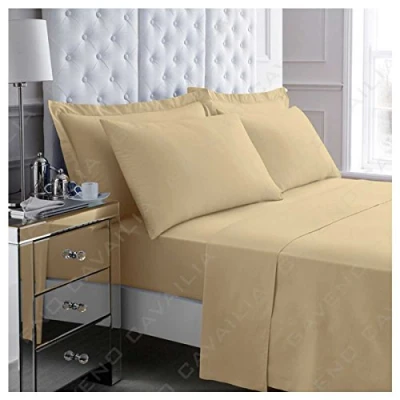 Image of Gaveno Cavailia Luxury Non Iron PERCALE FLAT Sheet, Poly Cotton, Natural, Double